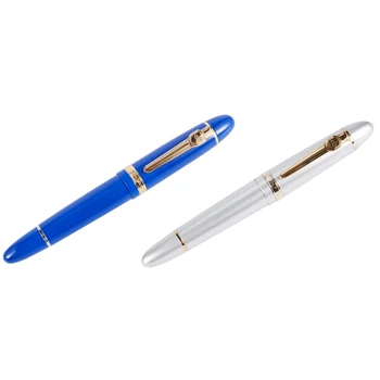 JINHAO 2 шт 159 18KGP Перьевая ручка Средней ширины 0,7 Мм, Бесплатная Офисная Перьевая ручка С коробкой, серебристо-синяя