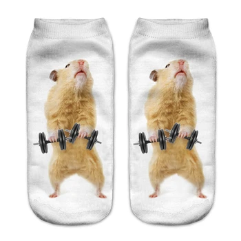 KLV Модные носки с животными, забавные носки kawaii с 3D принтом, женские носки с милыми животными, 3D носки для фитнеса, хомячок, много стилей, лето