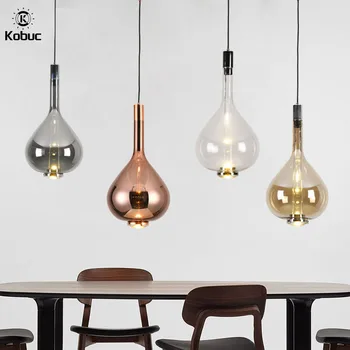 Kobuc Большой размер 60 см, стеклянный светодиодный подвесной светильник с покрытием Серый/Янтарный/прозрачный/из розового золота, Прикроватный подвесной светильник