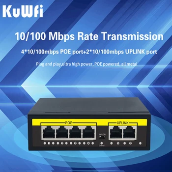 KuWFi 48v POE коммутатор 6 Портов 10/100 Мбит/с Smart Switch для IP-камеры/Беспроводной точки доступа/камеры видеонаблюдения 1,2 Гбит/с Полнодуплексный IEEE802.3 AF/AT