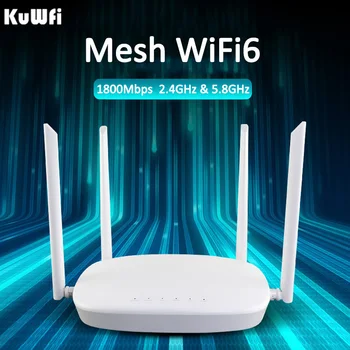 KuWFi WiFi 6 Маршрутизатор 1800 Мбит/с Wi fi Маршрутизатор Сетчатая Система Wifi6 Беспроводной 2,4 и 5 ГГц Двухдиапазонный Внешний сетевой усилитель сигнала