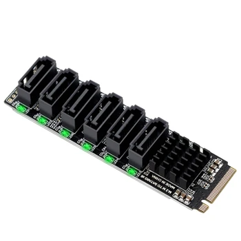 M.2 MKEY PCI-E Riser Card Карта-адаптер PCIE M.2 NVME для SATA3.0 PCIE Для SATA 6Gpbsx6-Портовая карта расширения ASM1166