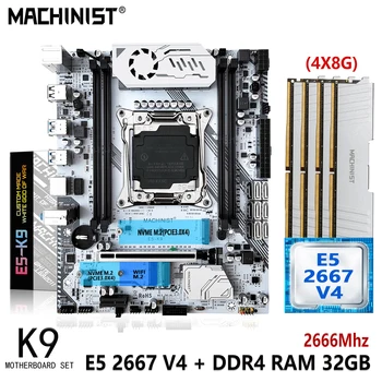 MACHINIST X99 Комплект материнской платы Xeon E5 2667 V4 CPU 4x8G = 32 ГБ оперативной памяти DDR4 LGA 2011-3 Слот Nvme M.2 SATA 3.0 M ATX K9