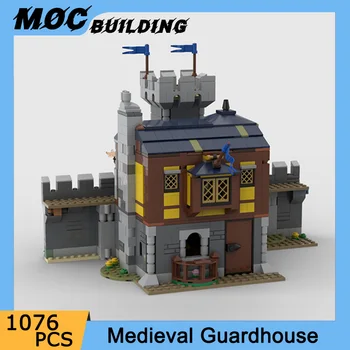 MOC Городская архитектура, Средневековый замок, модель строительных блоков, Гауптвахта, Строительные кирпичи, игрушки для детей, подарок 1076 шт.