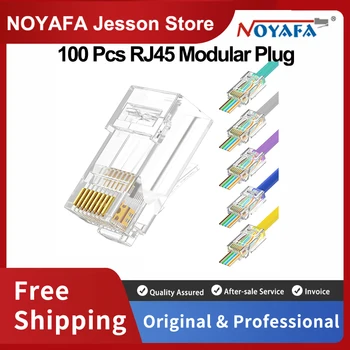 NOYAFA 100 Шт Модульный Штекер RJ45 для Сетевых кабелей LAN Ethernet Модульный Разъем Crystal Heads 8P8C для Cat5 Cat6