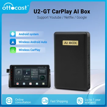 OTTOCAST U2 GT Беспроводной Android Auto CarPlay Ai Box для Spotify Netflix TV Android Smart Box для VW Toyota Hyundai Ford Volvo