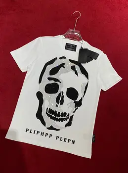 PLIPHPP PLEPN 2023 Новая весенне-Летняя футболка с классическими элементами Skull scalding Drill