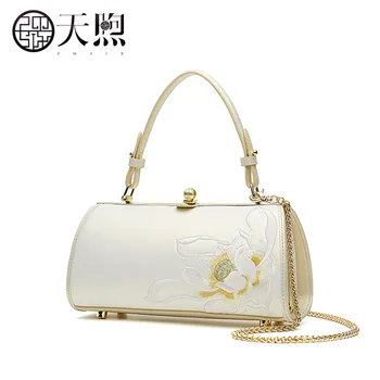 Pmsix Light Роскошная Брендовая сумка из воловьей кожи, Женская 2023, Новая сумка с вышивкой в китайском стиле, Дизайнерская сумка на цепочке Высокого качества