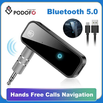 Podofo Bluetooth Адаптер Аудиокабель для автомобилей USB Bluetooth 3,5 мм Приемник передатчик Музыкальные колонки Навигация Громкая связь