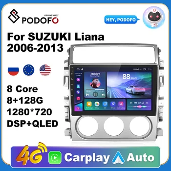 Podofo Автомобильный Android CarPlay Радио Мультимедийный Плеер Для SUZUKI Liana 2006-2013 2 Din Авторадио Видео AI Голос GPS Navi 4G WiFi