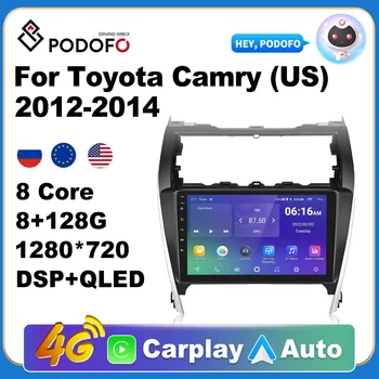 Podofo Авторадио 2Din Android Радио Carplay Для Toyota Camry 2012-2014 AI Voice 4G GPS Автомобильный Мультимедийный Видеоплеер Стерео 2din