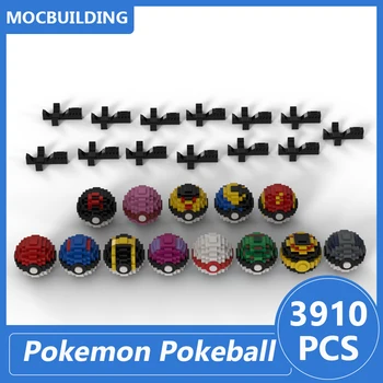 Pokemon Pokeball Коллекционная Модель Moc Строительные Блоки Diy Сборка кирпичей Развивающие Креативные Классические Детские Игрушки Подарки 3910 ШТ.