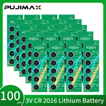 PUJIMAX 100 шт./20 упак. CR2016 Батарейки для Монет 3 В Литиевая Кнопочная Батарея DL2016 ECR2016 GPCR2016 Для Часов Дистанционный Ключ