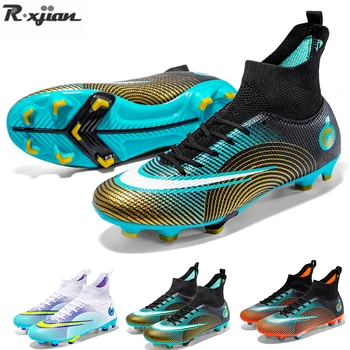 R.xjian-мужские футбольные бутсы, классические, нескользящие, водонепроницаемые, с высоким голеностопом, AG / TF, тренировочные, кроссовки, специальная распродажа