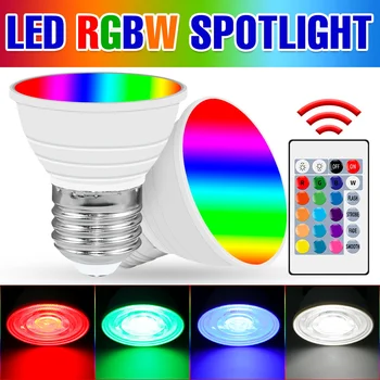 RGB Светодиодная Лампа GU10 Spotlight E27 Лампа MR16 Light ИК-Пульт Дистанционного Управления Затемняемая Цветная Сменная Лампа E14 Для Украшения Дома Спальни