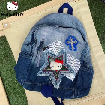Sanrio Hello Kitty Модный Дизайн Джинсовые Рюкзаки Y2k Крутые Сумки На плечо Студенческие Школьные Сумки Женский Роскошный Рюкзак В Корейском Стиле