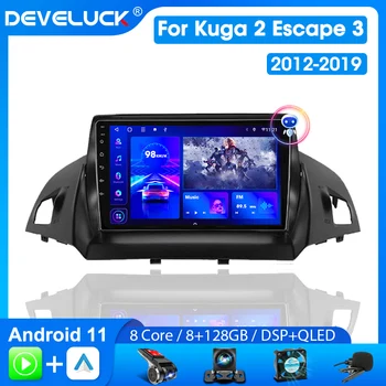 Srnubi 2 Din Android Автомагнитола Для Ford C-MAX Kuga 2 Escape 3 2012-2019 Мультимедийный Плеер Навигация GPS Carplay Головное устройство 4G