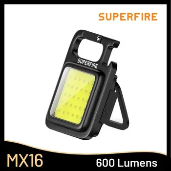 Superfire MX16 Многофункциональный перезаряжаемый мини светодиодный портативный рабочий фонарь Cob с откидным кронштейном, брелок для бутылок, фонарик