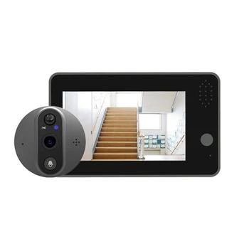 Tuya Smart 1080P Wifi Дверной звонок Глазок для просмотра камеры Пластик + металл Tuya Smart Дверной звонок 4,3 Дюйма FHD видео Дверной звонок