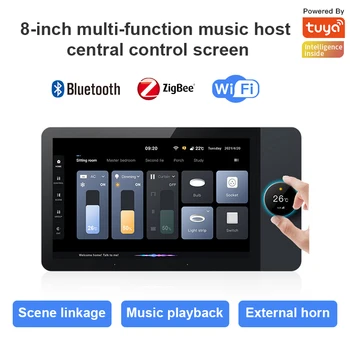 Tuya Smart 8-дюймовый многофункциональный экран управления, Фоновая музыка, Ведущая, Ручка системы 