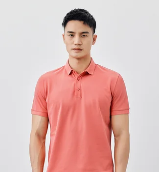 W4140 -Мужская повседневная рубашка поло с короткими рукавами, мужская летняя новая однотонная футболка с короткими рукавами и отворотом