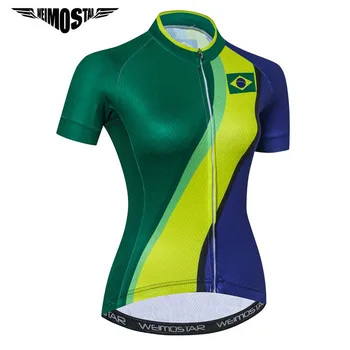 Weimostar, Велосипедная майка с коротким рукавом, Женская одежда для велоспорта сборной Бразилии, Быстросохнущая майка для MTB Велосипеда, топы из полиэстера для велосипеда