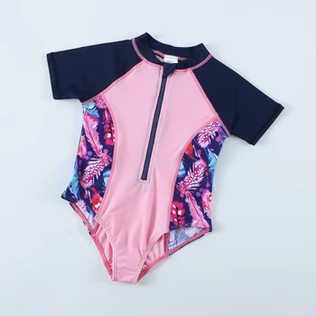 Wishere/ Детский Купальник, Цельный Купальник UPF50 +, Купальный костюм для маленьких Девочек с коротким рукавом, Детская Одежда Для Плавания, Пляжная Одежда