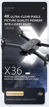 X36 Трехосный самостабилизирующийся беспилотник для аэрофотосъемки высокой четкости 4K