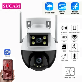 Yoosee Двухэкранная камера с объективом, Уличная WIFI, Водонепроницаемая Беспроводная камера Smart Home Security, Беспроводная IP-камера видеонаблюдения