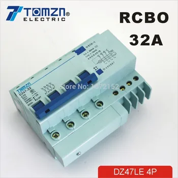 Автоматический выключатель остаточного тока DZ47LE 4P 32A 400V ~ 50HZ/60HZ с защитой от перегрузки по току и утечки RCBO