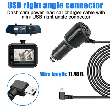 Автомобильное зарядное устройство 1PC 3,5 m Dash Cam USB-кабель 11,5 футов Шнур питания С огнестойким ABS Для камеры DVR GPS 12v - 24v