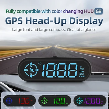 Автомобильный Головной Дисплей G9 GPS Сигнализация Превышения скорости Пробегающий Одометр Ускорение на Сто километров