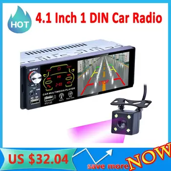 Автомобильный Радиоприемник Высокого разрешения 4,1 Дюйма 1 DIN с Поддержкой HD Сенсорного экрана Bluetooth С двумя USB-портами, Радиокамера Для Автомобиля MP5 P5135 2020