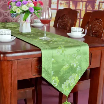 Атласное покрытие стола в китайском стиле для чайной церемонии, Длинная вышивка, Настольная дорожка, Скатерть, Украшение стола, высокого класса