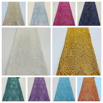 Африканская Кружевная ткань С вышивкой пайетками Французская Кружевная Ткань Высококачественная Нигерийская Сетка Тюль Кружевной Материал Для Свадьбы
