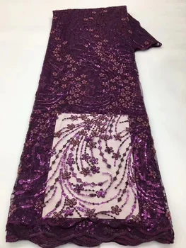 Африканская Тюлевая Кружевная ткань с пайетками 2022, Высококачественная французская вышивка, Чистый кружевной материал 5 ярдов для пошива вечерних платьев в нигерийском стиле