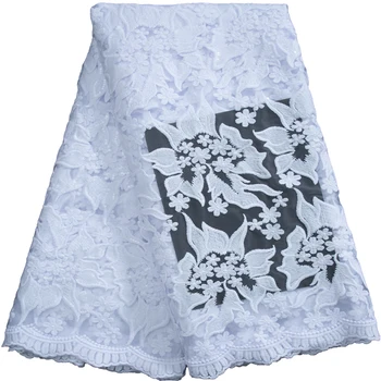 Африканская Тюлевая Кружевная ткань Kalume 5 Ярдов 2023 Французская Вышивка Сетчатое Кружево с блестками для женщин Свадебные платья Birdal F3273