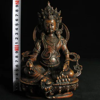 Бесплатная доставка Тибетский буддизм Бронзовая Желтая Статуя Будды Джамбала 8.3 