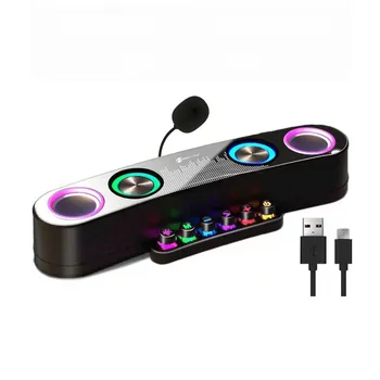 Беспроводная колонка с красочной подсветкой Bluetooth 5,0 с микрофоном для вызова компьютера Игровая связь Микрофон AUX вход TF карта