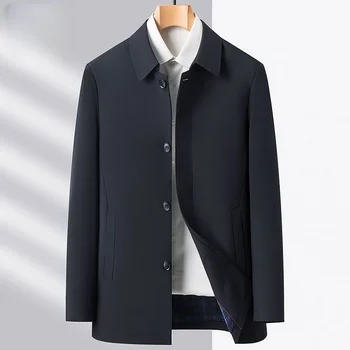Брендовая деловая мужская модная куртка, Повседневное пальто, Пуговицы с лацканами, Простая мужская одежда для Папы, Офисное Пальто Для мужчин C57