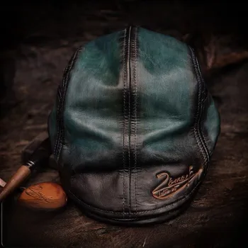 Винтажная кожаная кепка с козырьком, многоцветный потертый берет ручной работы по индивидуальному заказу, английский стиль