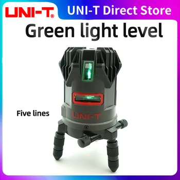Высокоинтенсивный зеленый лазерный уровень UNI-T LM555LD IP54 водонепроницаемый и пылезащитный с пятью лазерными секторами и нижним диагональным рисунком