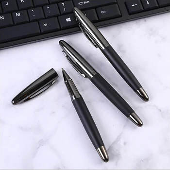 Высококачественная Металлическая Шариковая ручка с 122 роликами 0,7 мм, пистолет, черная Резина, классические деловые Офисные Школьные принадлежности для Письма