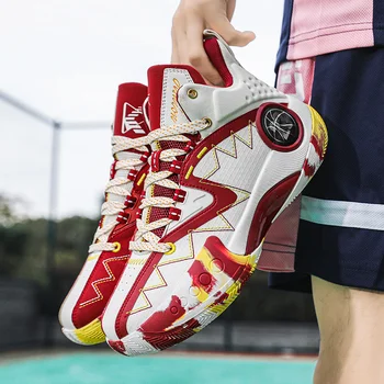 Высококачественная Мужская Баскетбольная обувь Унисекс, Красные мужские баскетбольные кроссовки с высоким берцем, Дышащая Мужская обувь для баскетбола Ayakkabısı