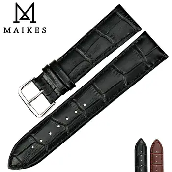 Высококачественный ремешок для часов из натуральной кожи Maikes, Черный ремешок для часов 16 18 19 20 22 мм, Тонкий ремешок для часов, Аксессуары для часов