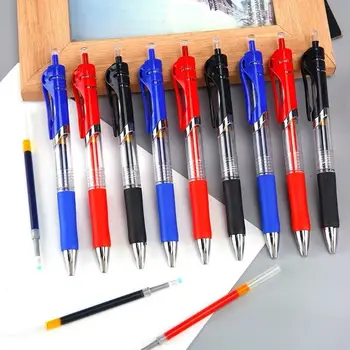 Гелевая ручка Выдвижной Набор 0,5 мм Большой Емкости с Черными/Красными/Синими Чернилами, Цветная Гелевая Ручка, Сменный Стержень Для Заправки Школьных Офисных Принадлежностей