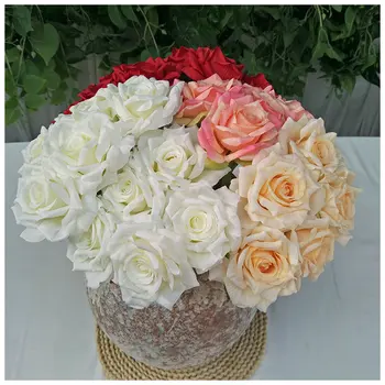 Головка розы с загнутыми краями, искусственный шелковый цветочный венок, свадебный букет невесты, фон для цветочной стены, Поддельная роза, домашний декор