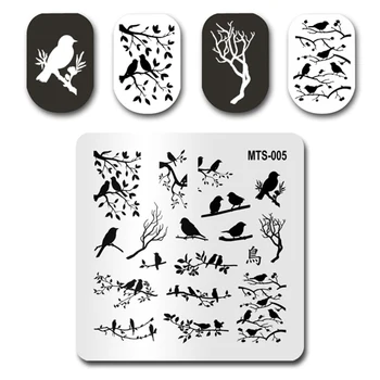 Горячий Новейший Штамп Для Ногтей MTS005 Birds Branch Пластины Для Тиснения Ногтей Маникюрный Набор Для Штамповки ногтей