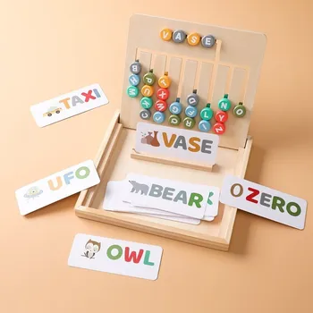 Детские игрушки Монтессори, Обучающая коробка со словами, Обучающая познавательная доска для письма, игрушки для детей, деревянные обучающие карточки, игрушки