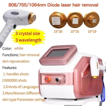 Диодный лазер 755 808 1064 нм, 3 Длины волны, Лазерная машина Для удаления волос, Охлаждающая головка, Безболезненный Лазерный Эпилятор, Удаление волос на лице и Теле